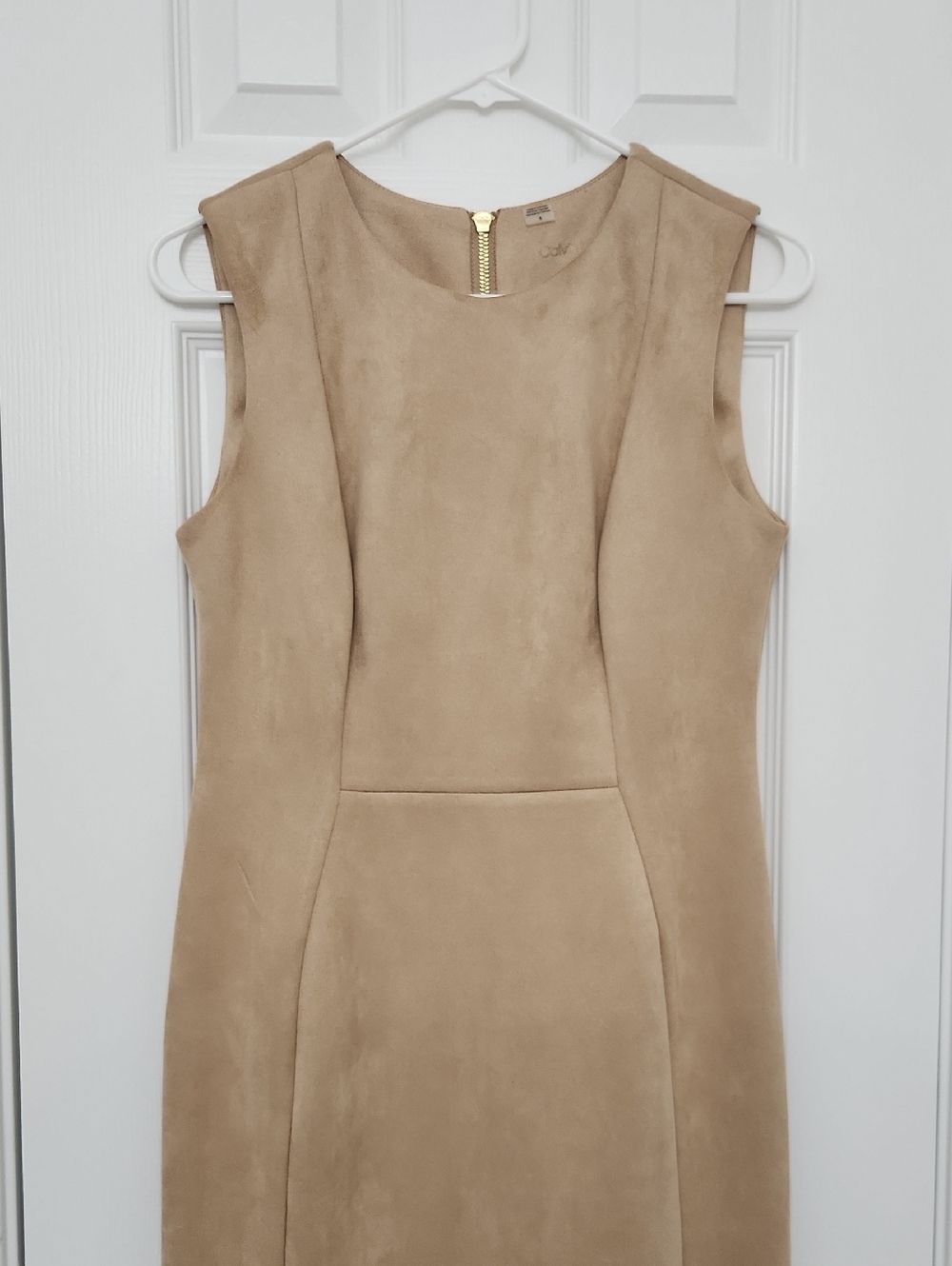 Calvin Klein Tan Suede-Effect Sleeveless Mini Dress
